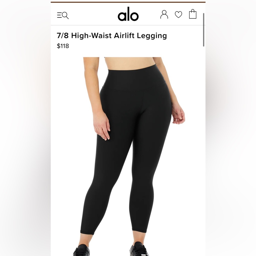 Like new Alo yoga black 7/8 airlift leggings L